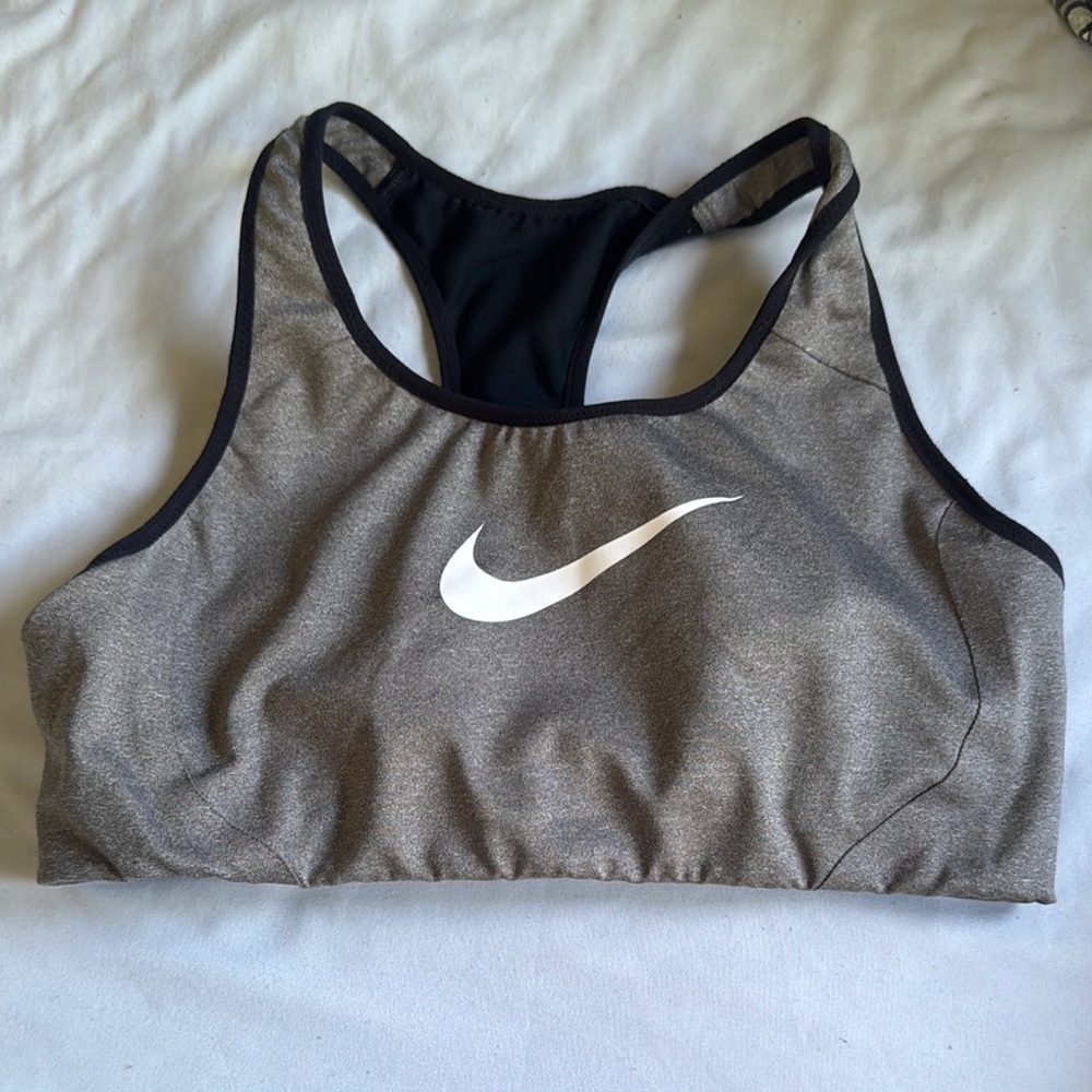 Nike Women's Charcoal and Black Sports Bra
